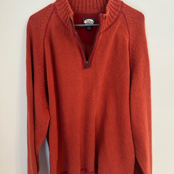 Tommy Bahama Sweater XXL 1/4-Zip Pullover Orange Cotton Knit Long Sleeve Men's - Picture 5 of 7